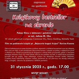 Biblioteczny Klub Filmowy „Klatka po klatce” zaprasza na spotkanie pt. „Książkowy bestseller na ekranie”